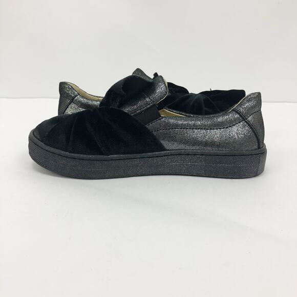 NATURINO Girls Slip On Shoes EU 32 US 1 Black Knotted Velvet Sparkle Flat NWOB - Picture 5 of 10